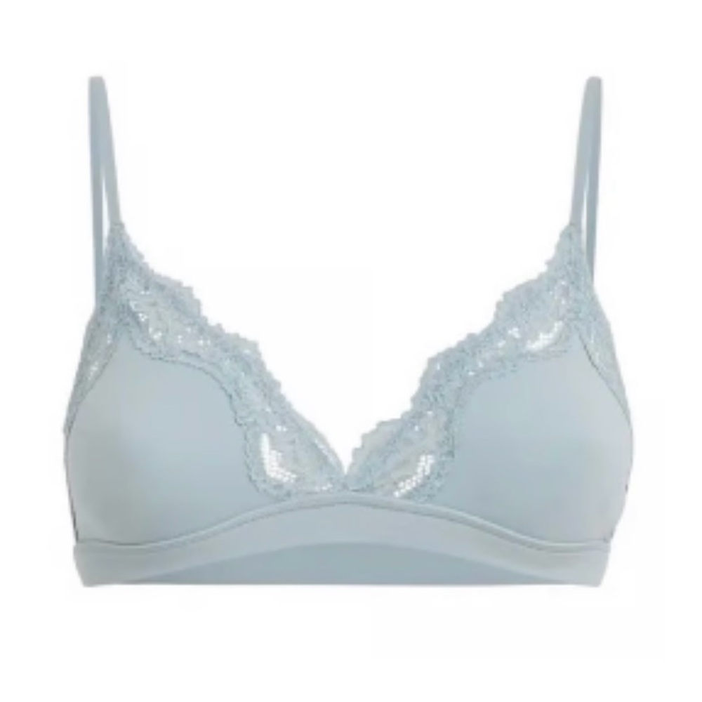 NWT SKIMS Fits Everybody Lace Triangle Bralette in Denim Size XL